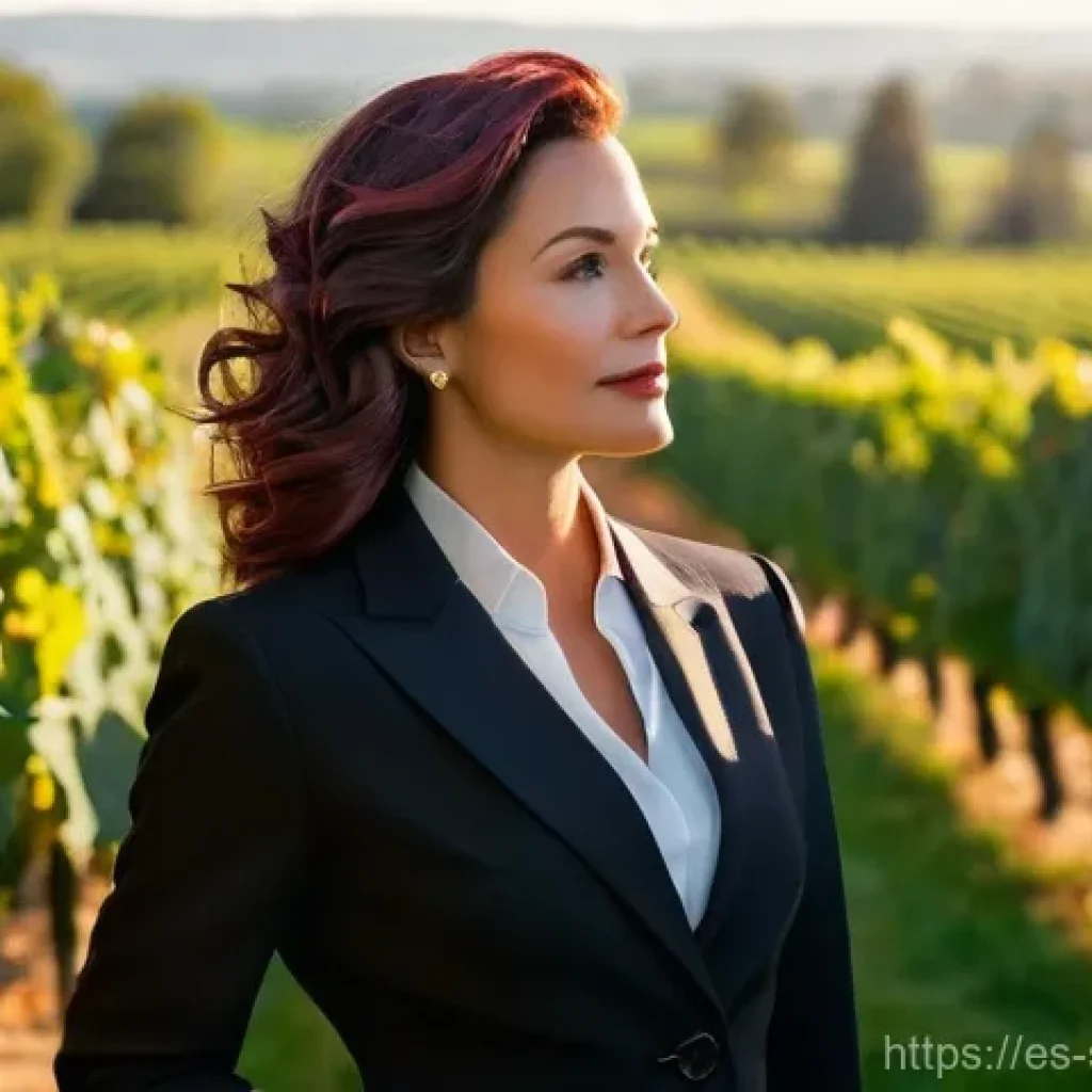 소믈리에 취업 포트폴리오 작성법 - **A Sommelier's Passionate Observation in a Vineyard**
    "A sophisticated female sommelier, in her...