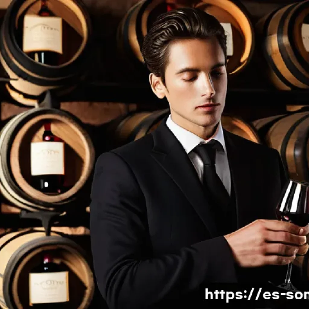 소믈리에 취업 성공 사례 - **Prompt:** A discerning sommelier, either male or female, dressed in a professional, tailored dark ...