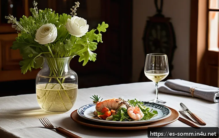 소믈리에가 추천하는 예산별 와인 - A cozy, intimate dinner setting in a warmly lit Spanish home, featuring a rustic wooden table set fo...